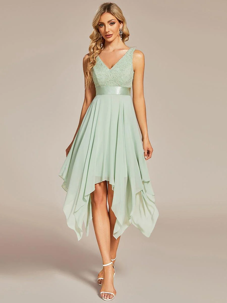 ever COSTA|Stunning V Neck Lace Chiffon Bridesmaid Dress - Image 3