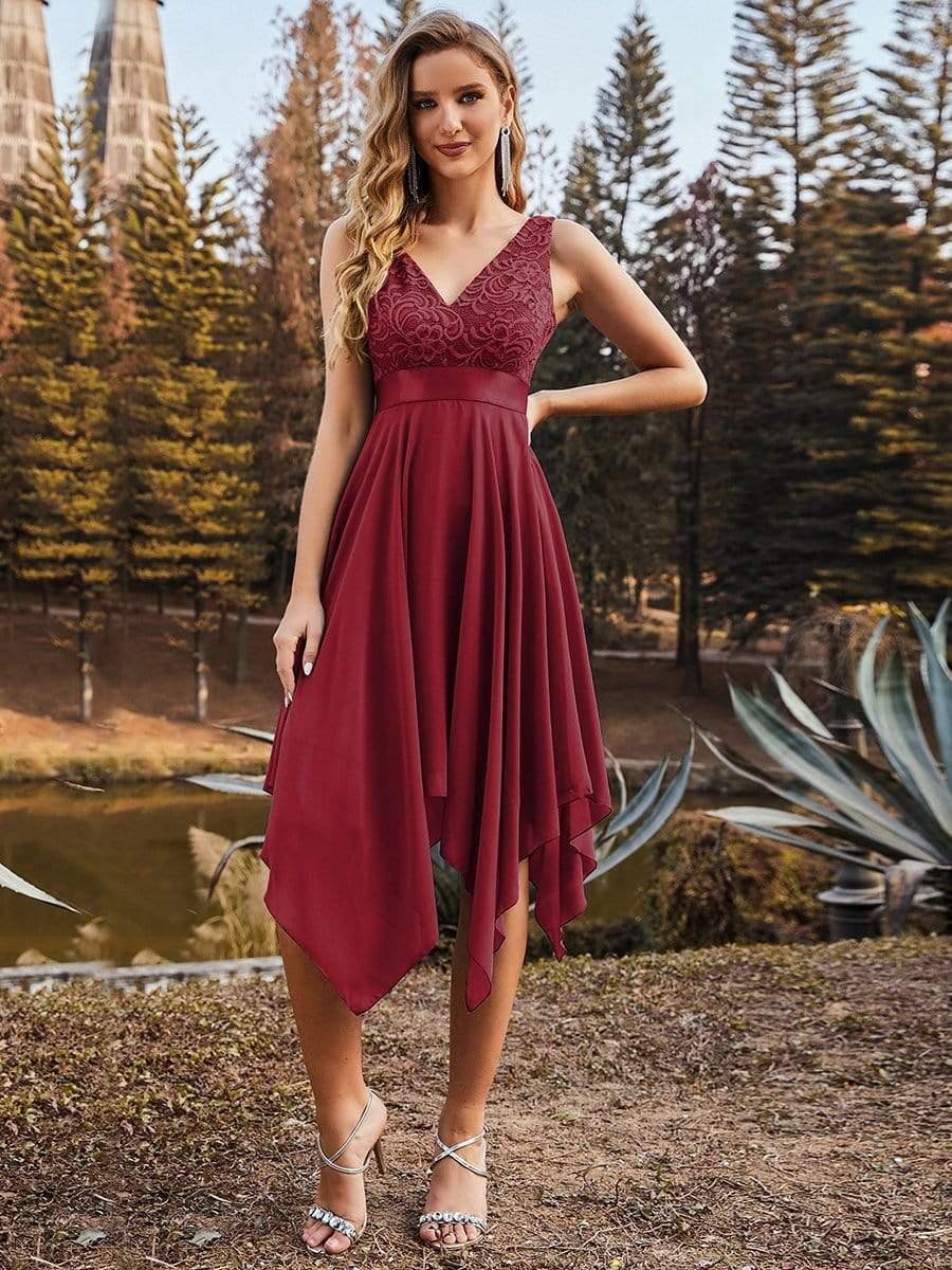 ever COSTA|Stunning V Neck Lace Chiffon Bridesmaid Dress - Image 30