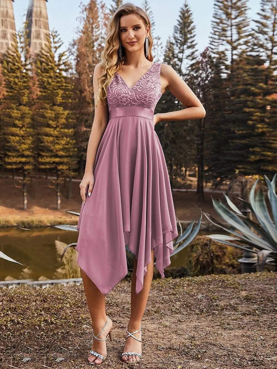 ever COSTA|Stunning V Neck Lace Chiffon Bridesmaid Dress - Image 38
