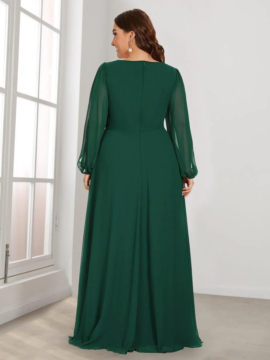 pretty AMOUR | Plus Size Chiffon Evening Dress with Lantern Sleeves - Image 4