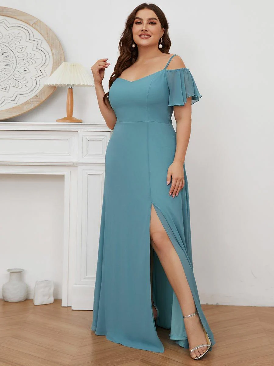 ever REYA|Cold-Shoulder High Split Floor Length Bridesmaid Dress - Image 24