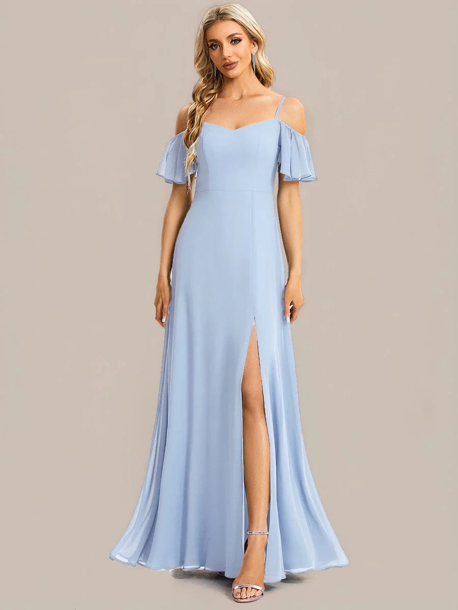 ever REYA|Cold-Shoulder High Split Floor Length Bridesmaid Dress - Image 92