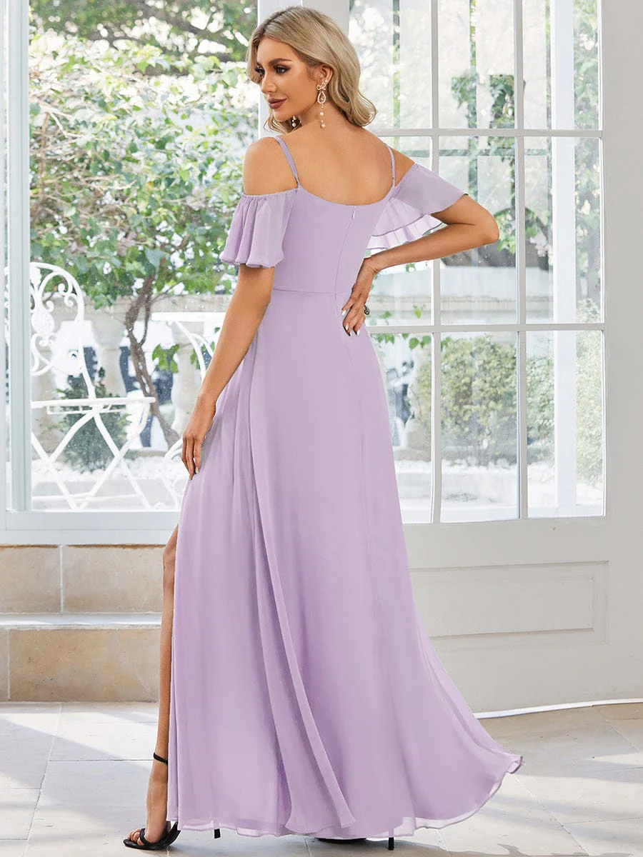 ever REYA|Cold-Shoulder High Split Floor Length Bridesmaid Dress - Image 99