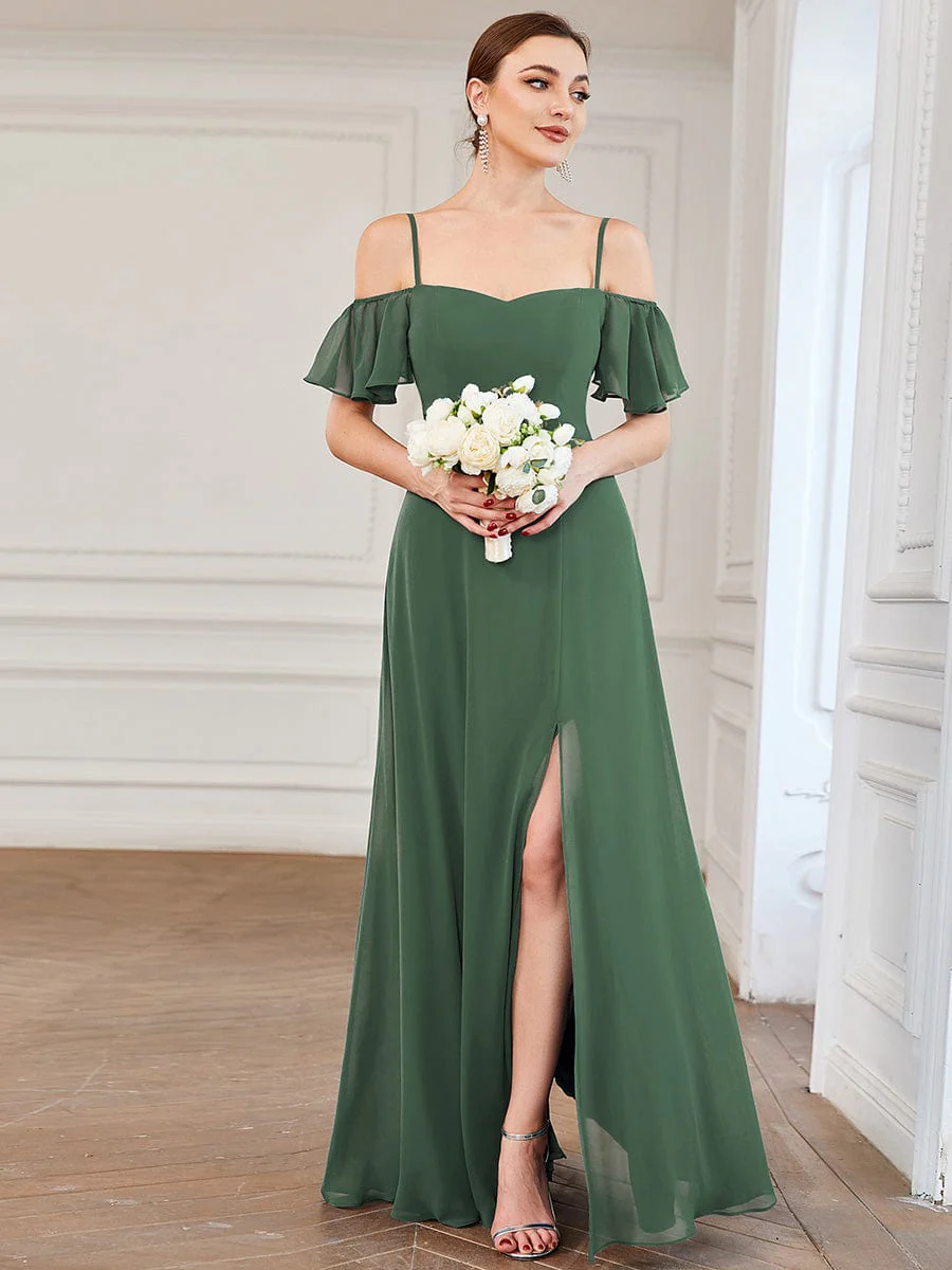 ever REYA|Stylish Cold-Shoulder Floor Length Bridesmaid Dress with Side Slit - Image 169