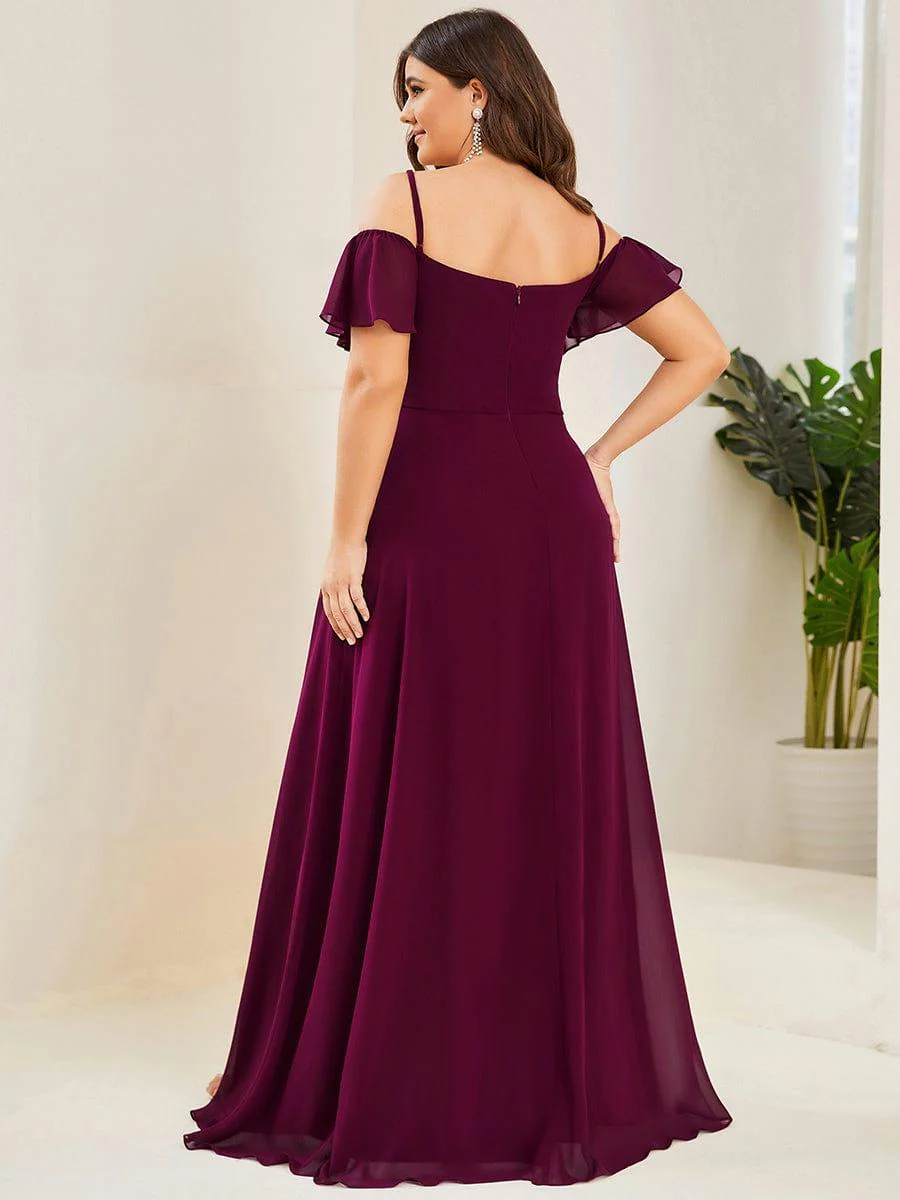 ever REYA|Stylish Cold-Shoulder Floor Length Bridesmaid Dress with Side Slit - Image 38