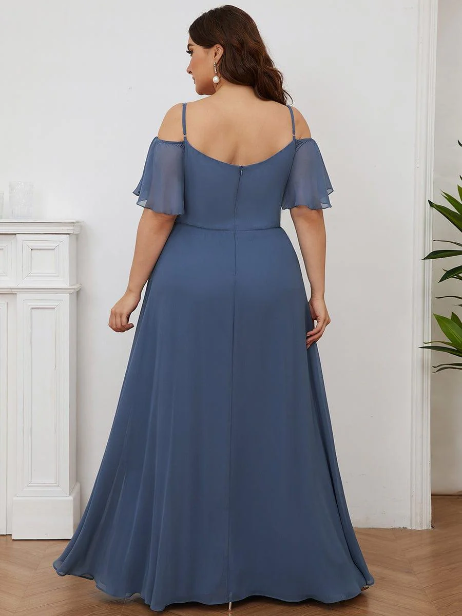 ever REYA|Stylish Cold-Shoulder Floor Length Bridesmaid Dress with Side Slit - Image 55