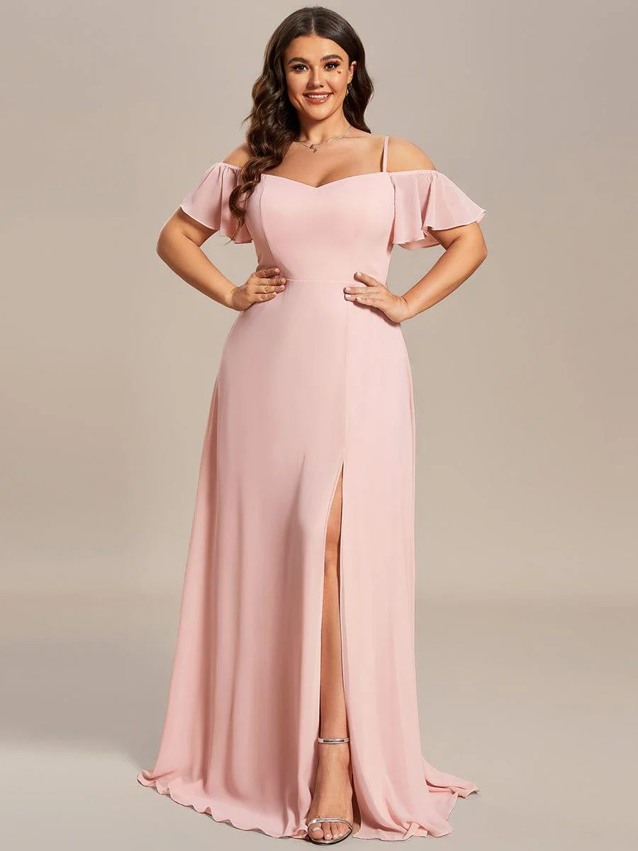 ever REYA|Stylish Cold-Shoulder Floor Length Bridesmaid Dress with Side Slit - Image 56