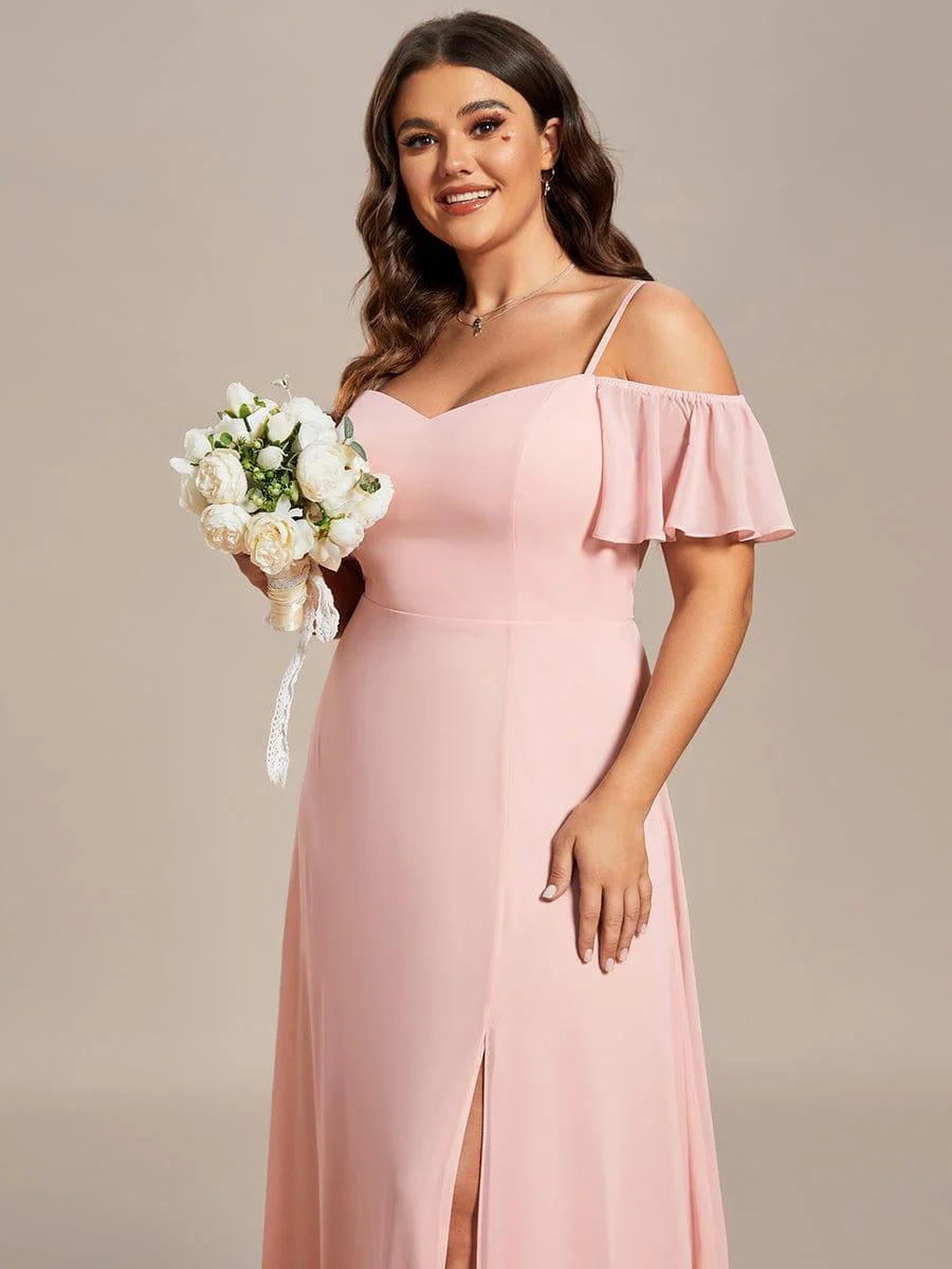ever REYA|Stylish Cold-Shoulder Floor Length Bridesmaid Dress with Side Slit - Image 57