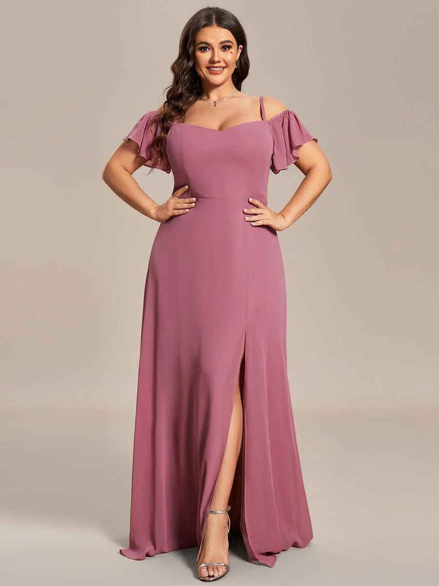 ever REYA|Stylish Cold-Shoulder Floor Length Bridesmaid Dress with Side Slit - Image 66