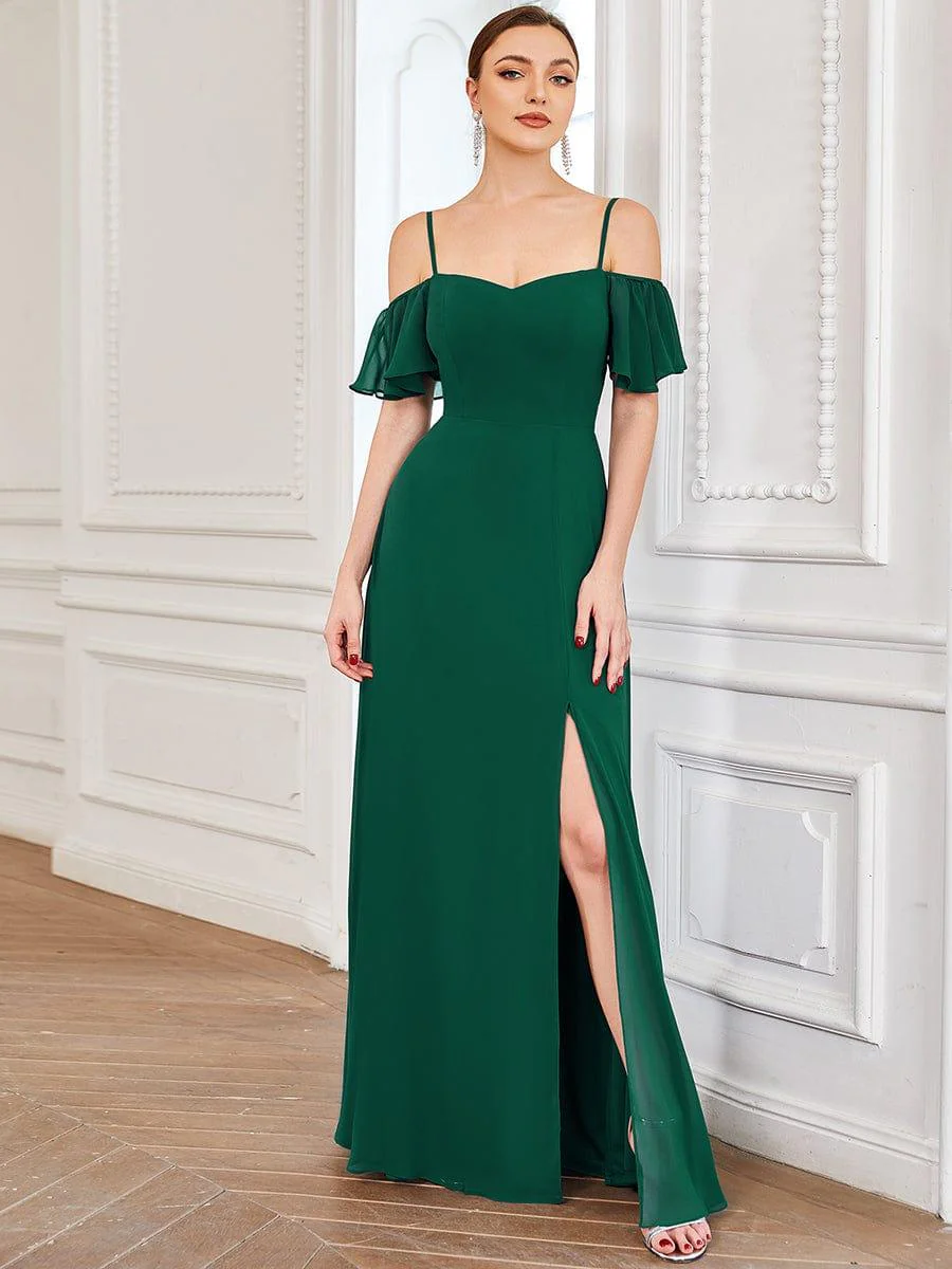 ever REYA|Stylish Cold-Shoulder Floor Length Bridesmaid Dress with Side Slit - Image 88