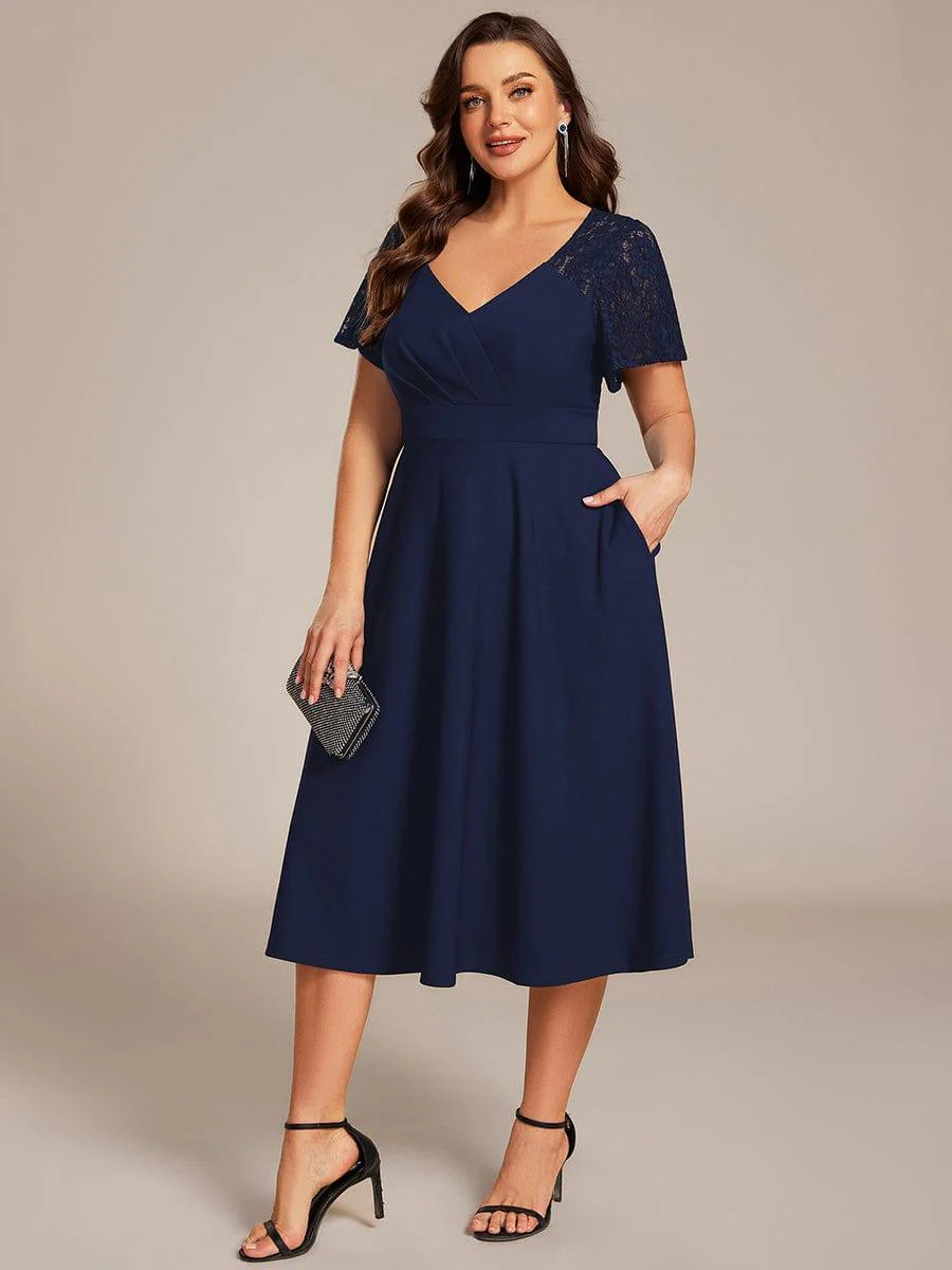 ever EVIE|Hollow Out Midi Wedding Guest Dress With Pockets - Image 26