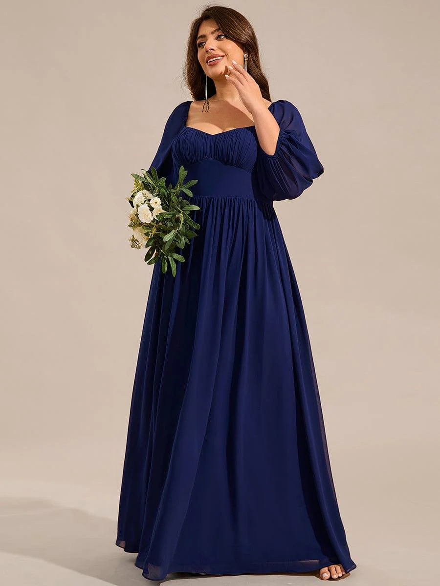 ever OAKLYN|Sweetheart Neck Long Sleeve Pleated Chiffon Maxi Dress - Image 19