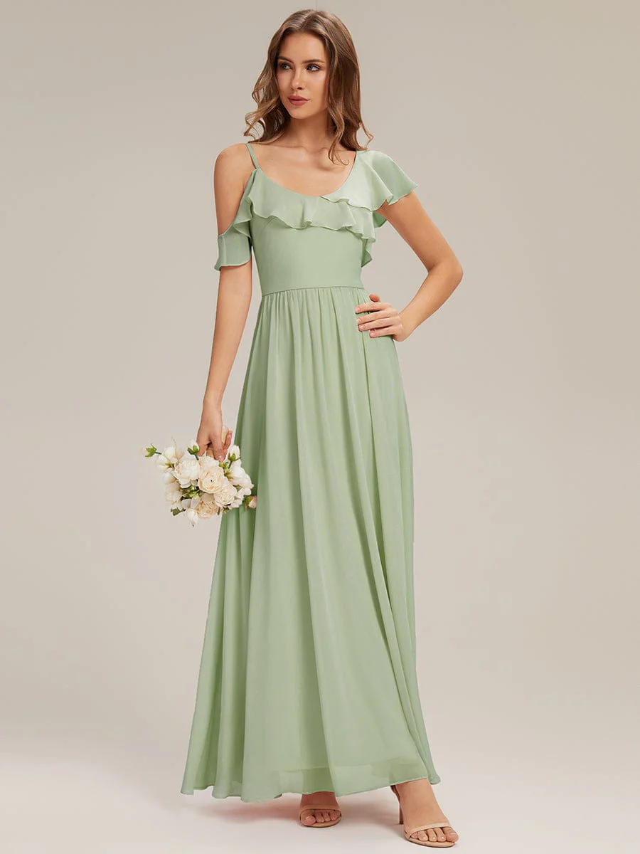 ever AIDA|Floor-Length Asymmetrical Ruffle Sleeve Chiffon Dress - Image 14