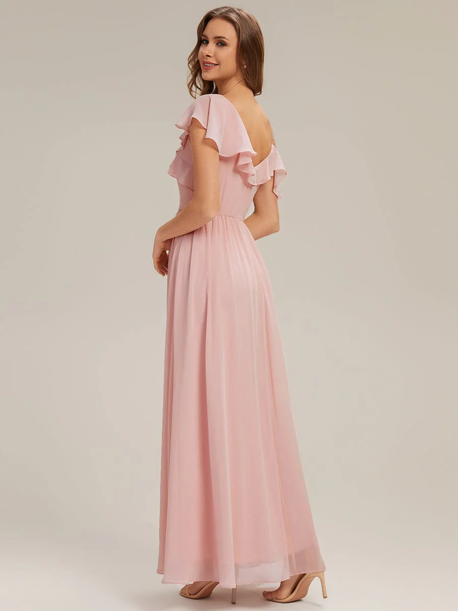ever AIDA|Floor-Length Asymmetrical Ruffle Sleeve Chiffon Dress - Image 16