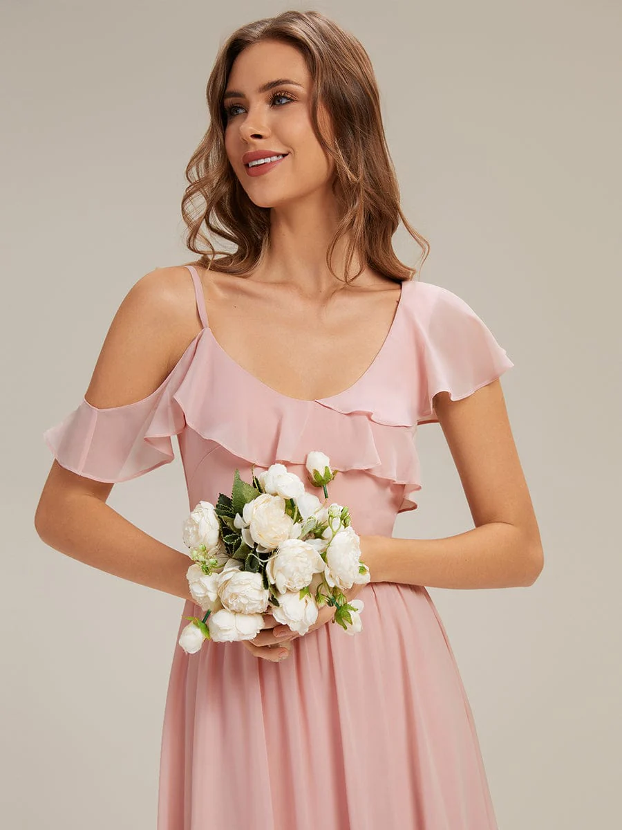ever AIDA|Floor-Length Asymmetrical Ruffle Sleeve Chiffon Dress - Image 17