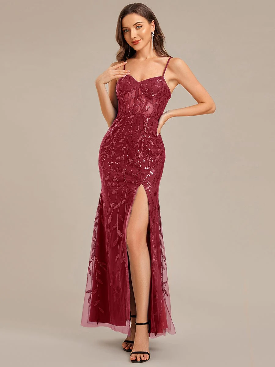 ever VIRELLA|Designer High Slit Sequin Mermaid Evening Dress - Image 8