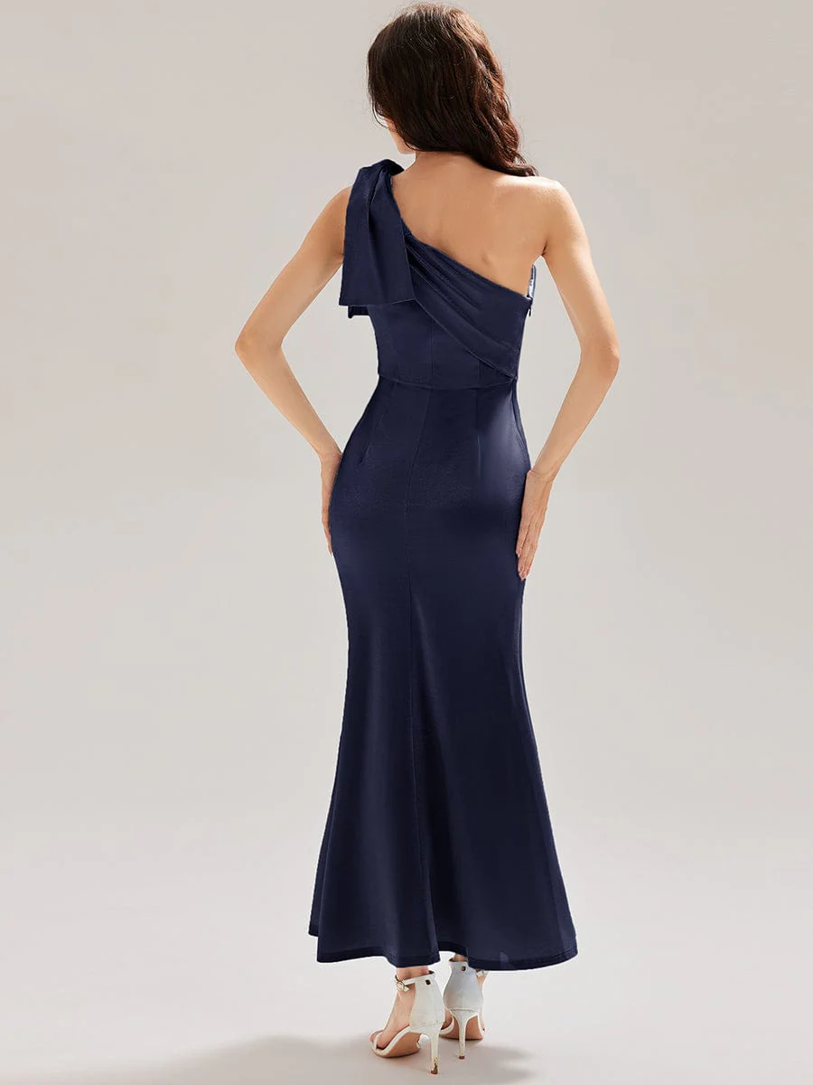 ever ROSIE|Bowknot One Shoulder Satin Evening Dress - Image 13