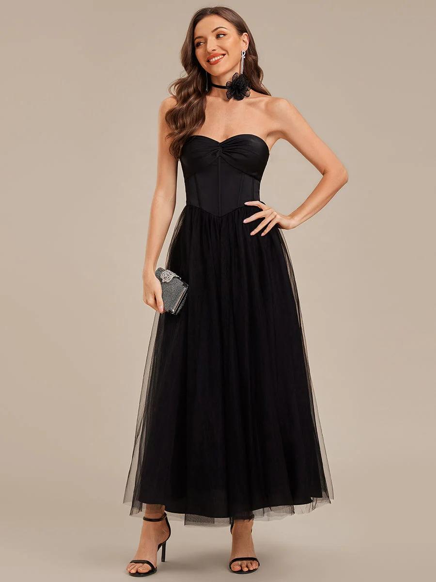ever AVELINE|Designer Strapless Satin Tulle Wedding Guest Dress - Image 5