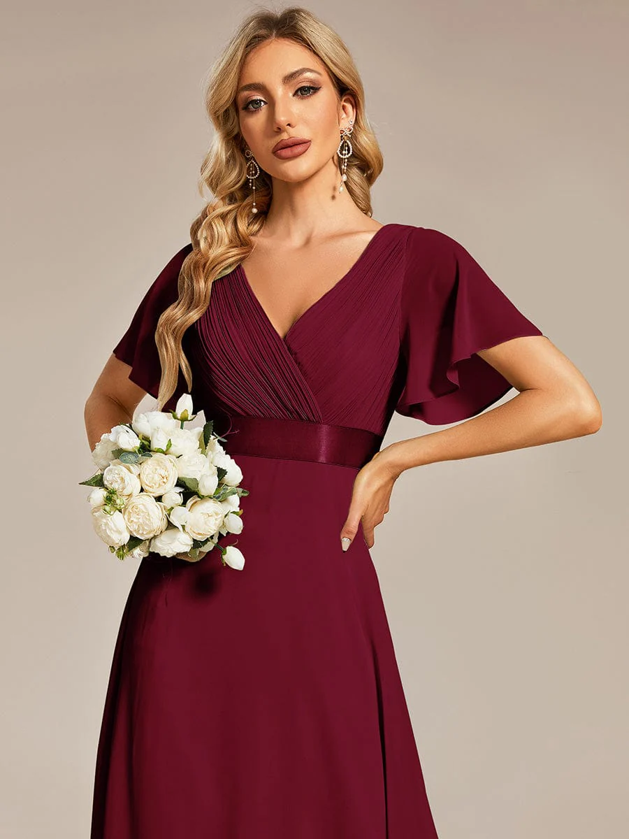 Top Picks Burgundy Elegant Chiffon Dresses - Image 4