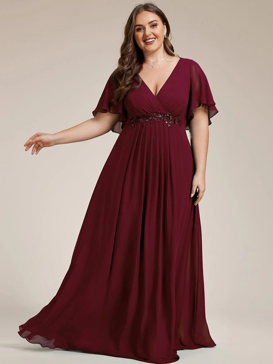 Top Picks Burgundy Elegant Chiffon Dresses - Image 180