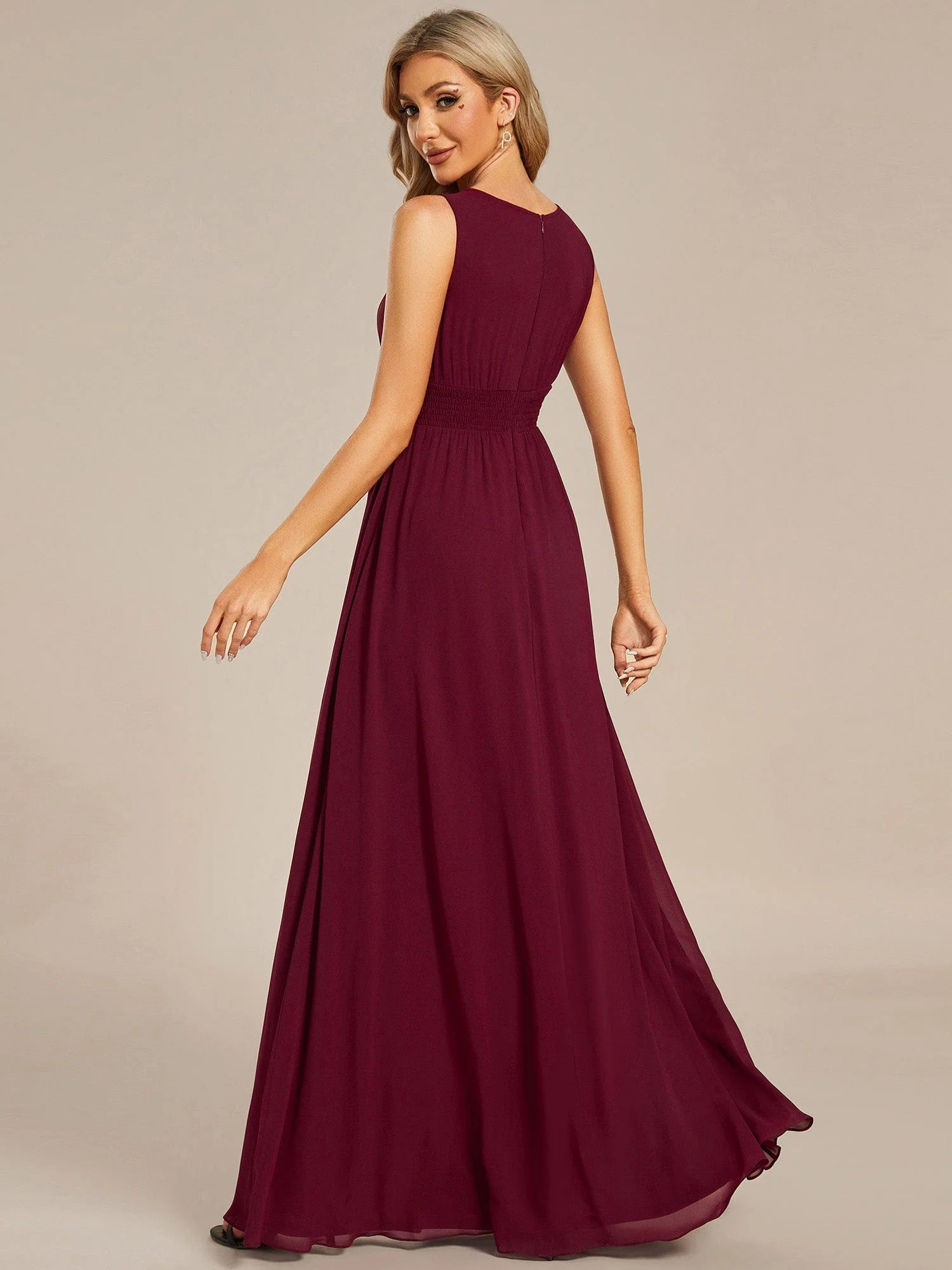Top Picks Burgundy Elegant Chiffon Dresses - Image 184