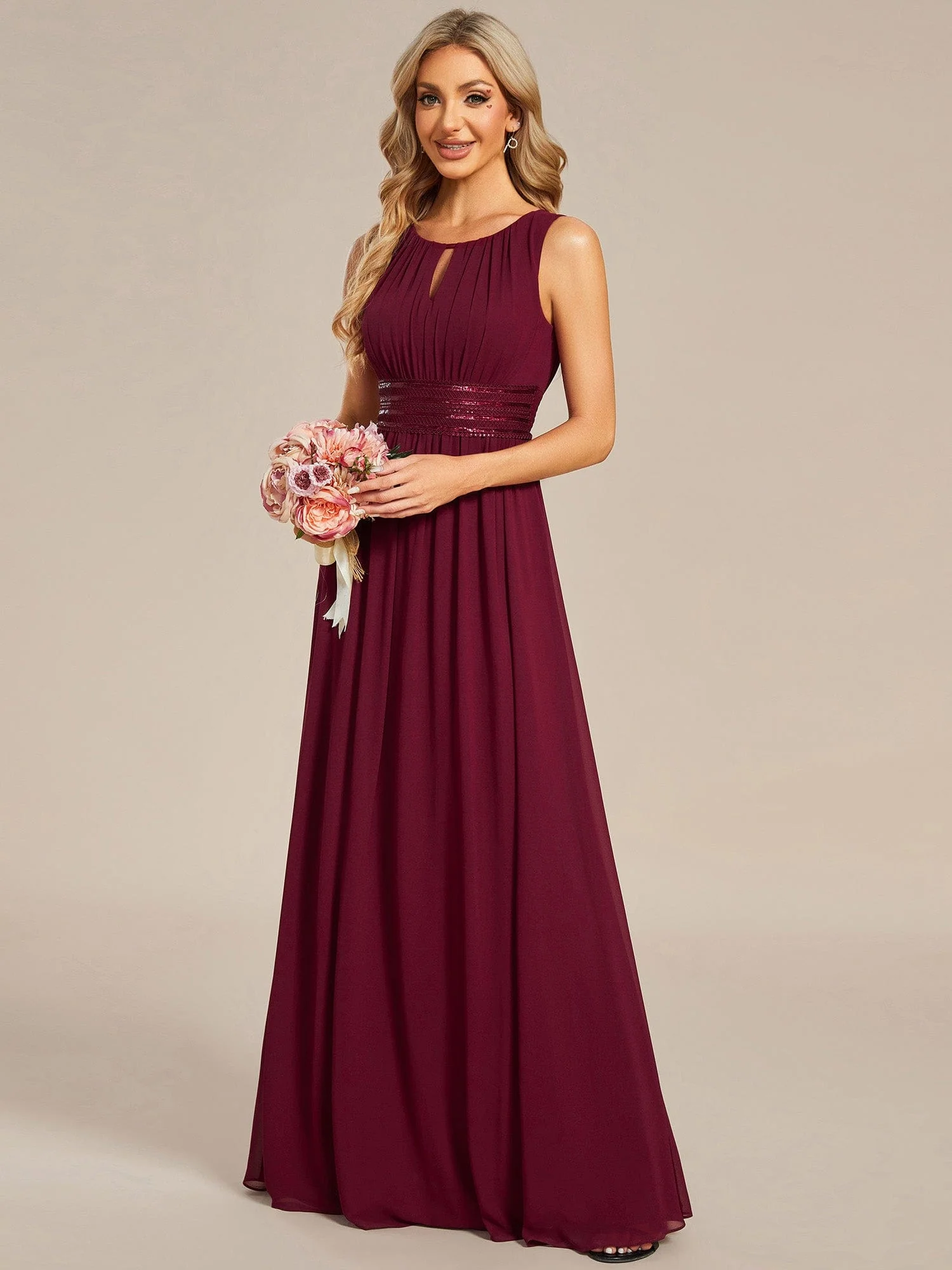 Top Picks Burgundy Elegant Chiffon Dresses - Image 185