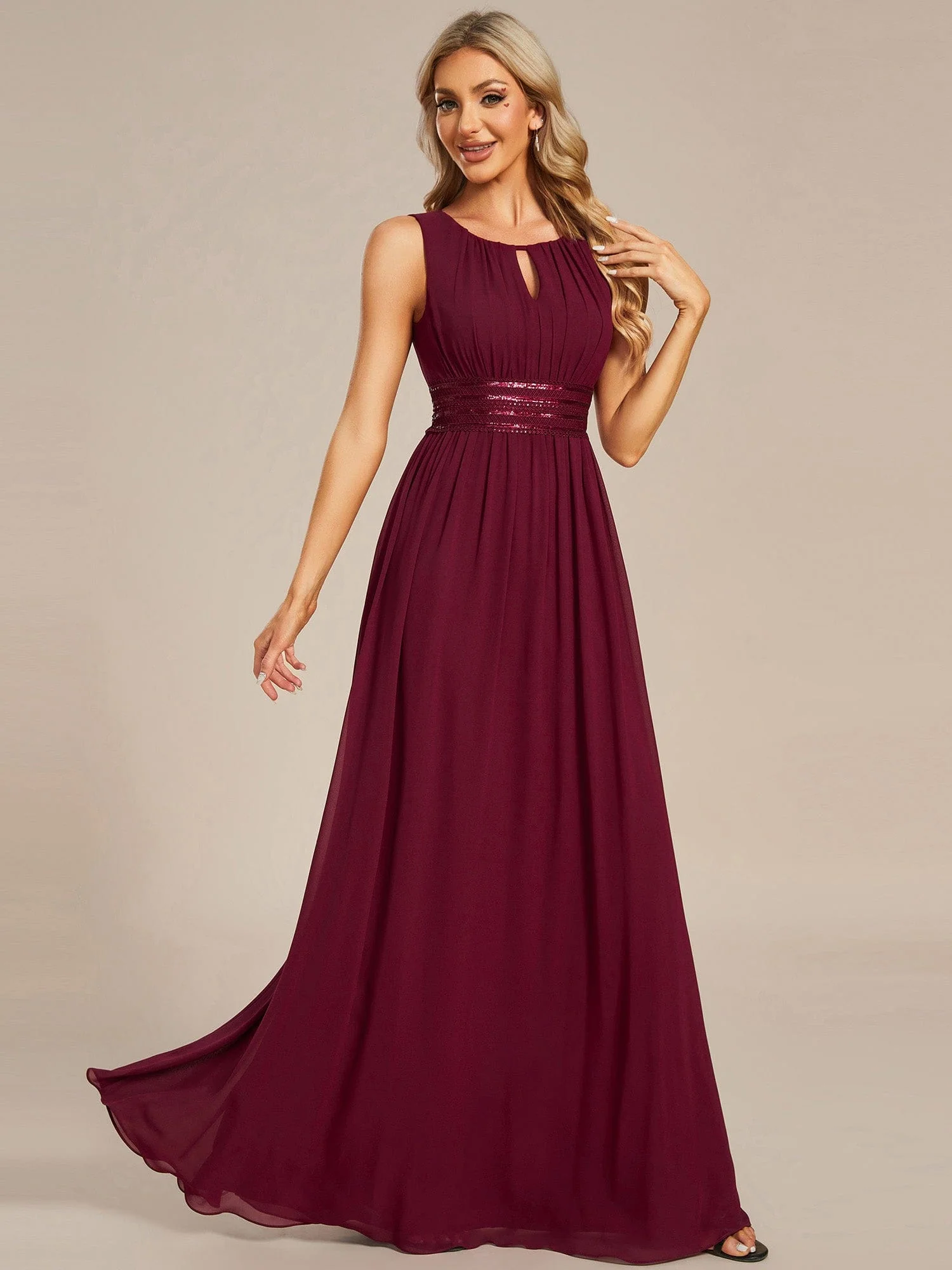 Top Picks Burgundy Elegant Chiffon Dresses - Image 186