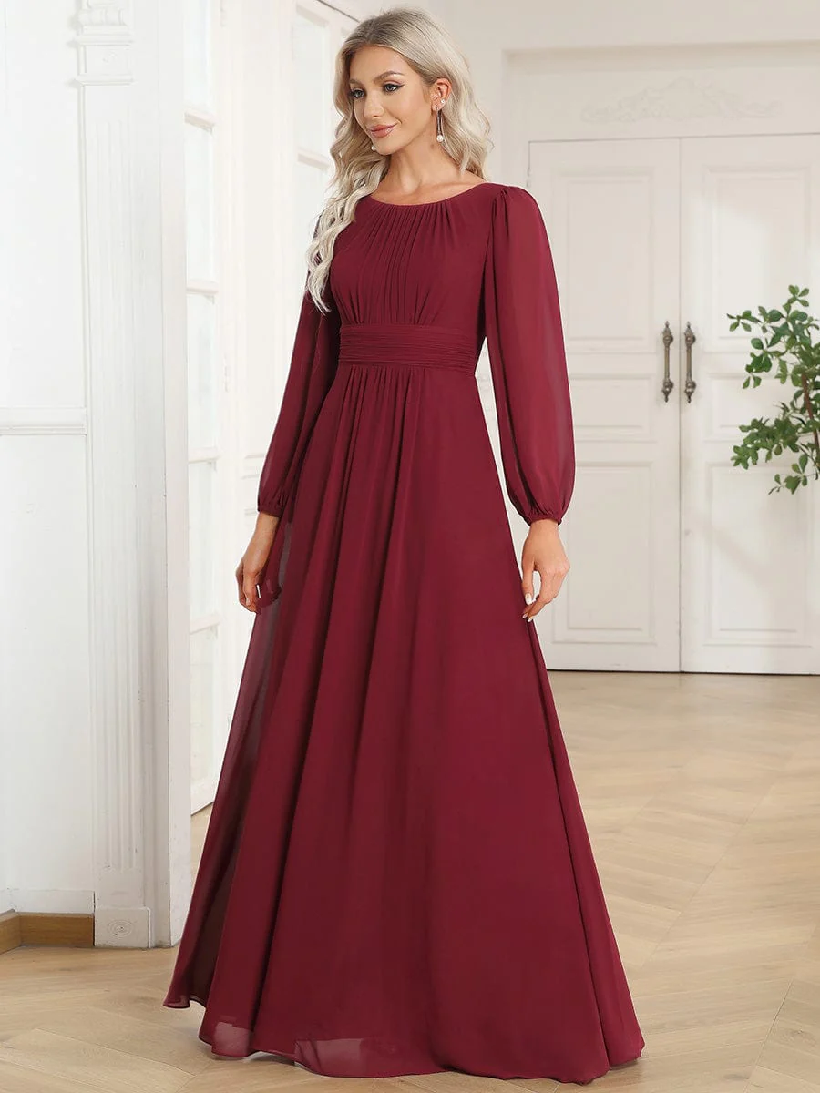 Top Picks Burgundy Elegant Chiffon Dresses - Image 77