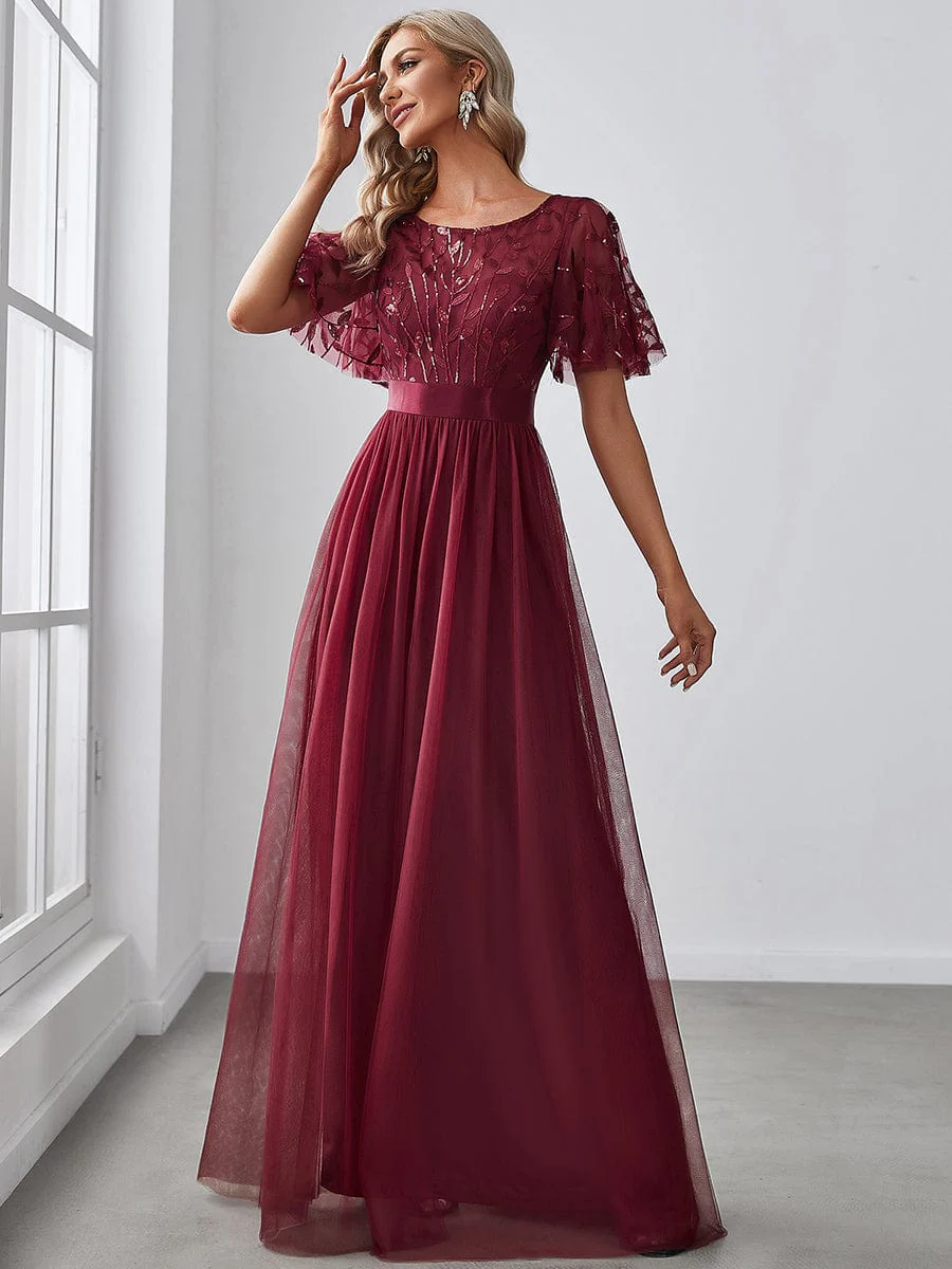 Top Picks Burgundy Elegant Chiffon Dresses - Image 86