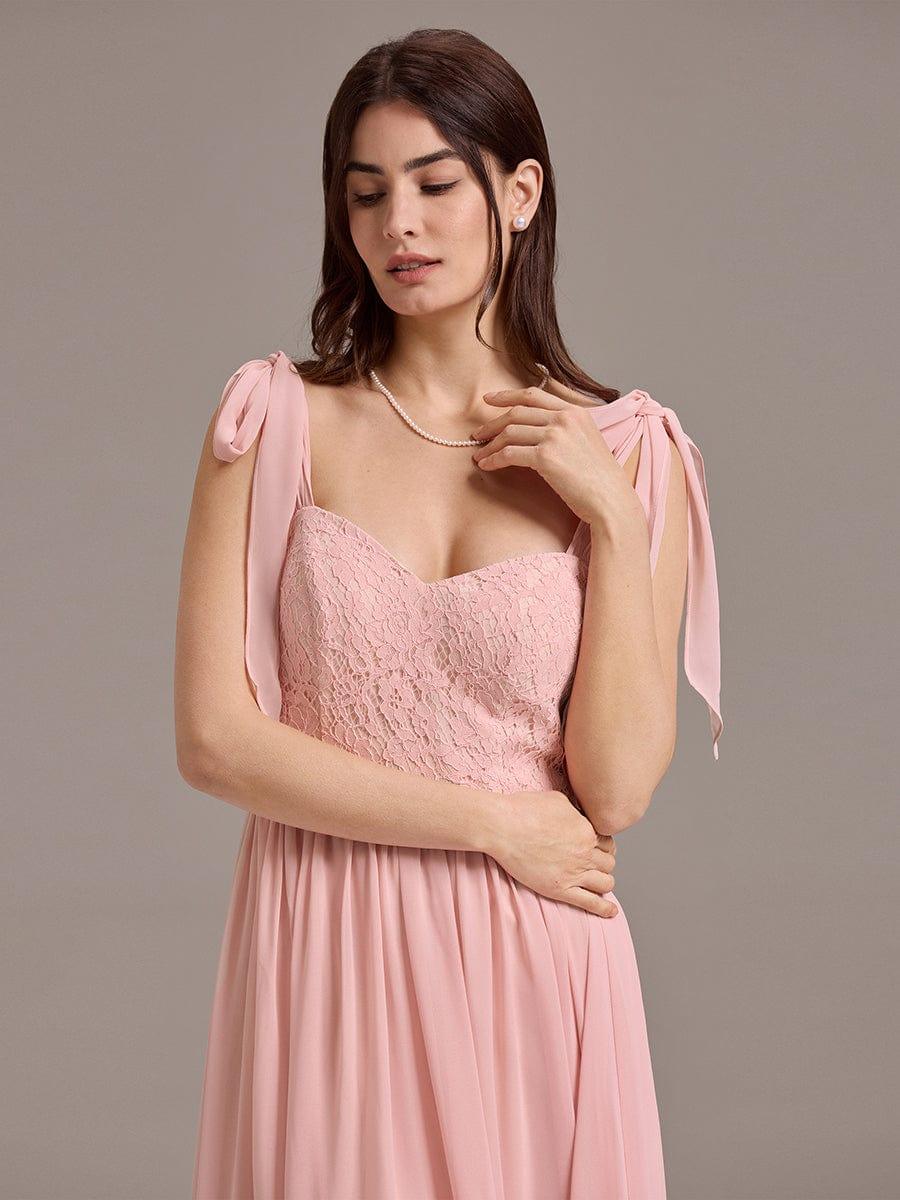 ever FRANCIE|U Shaped Back Tie Strap Lace Maxi Bridesmaid Dresses - Image 3