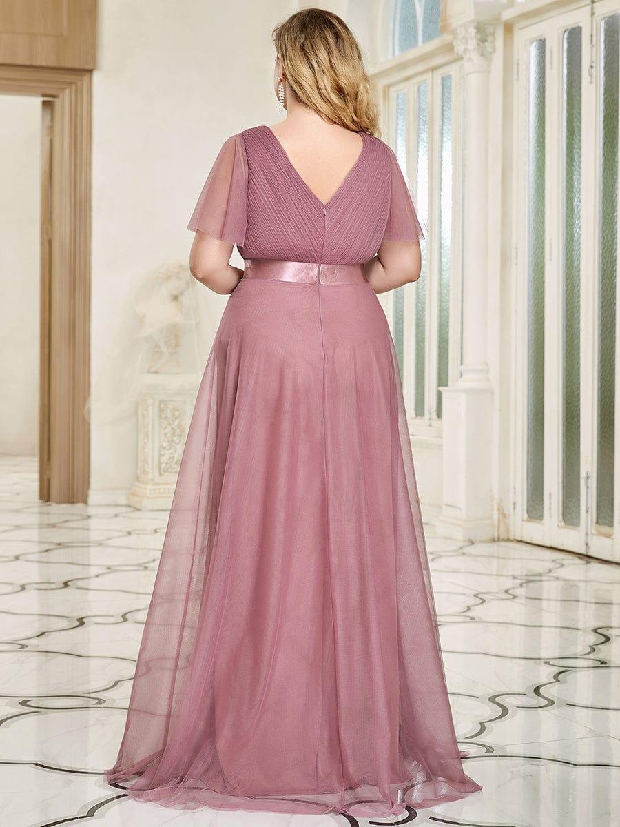 ever MISTE|Double V-Neck Tulle Floor-Length Bridesmaid Dress - Image 57