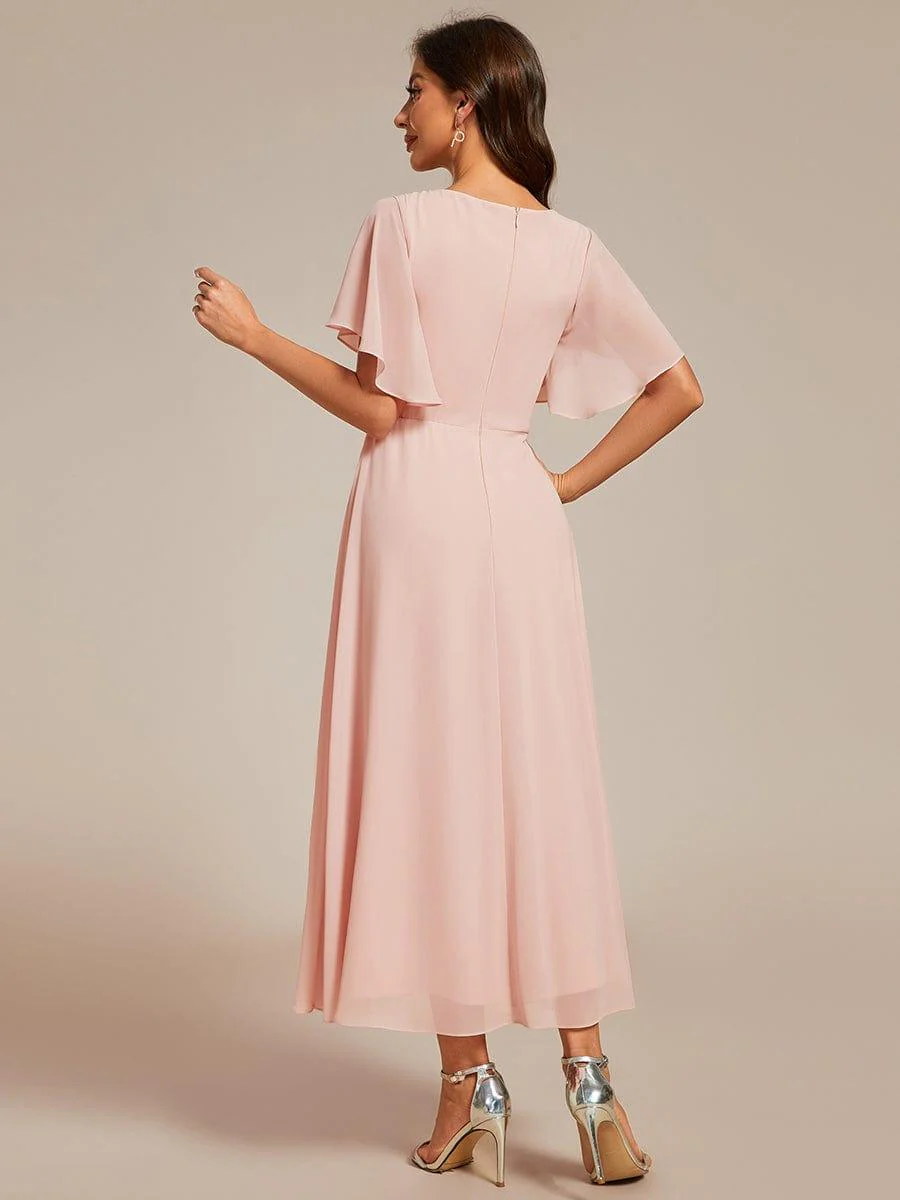 ever DAHLIA|V-Neck Chiffon Midi Evening Dress with Waist Applique(Final Sale) - Image 37