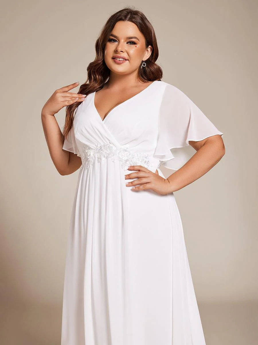 ever DAHLIA|V-Neck Chiffon Midi Evening Dress with Waist Applique(Final Sale) - Image 49