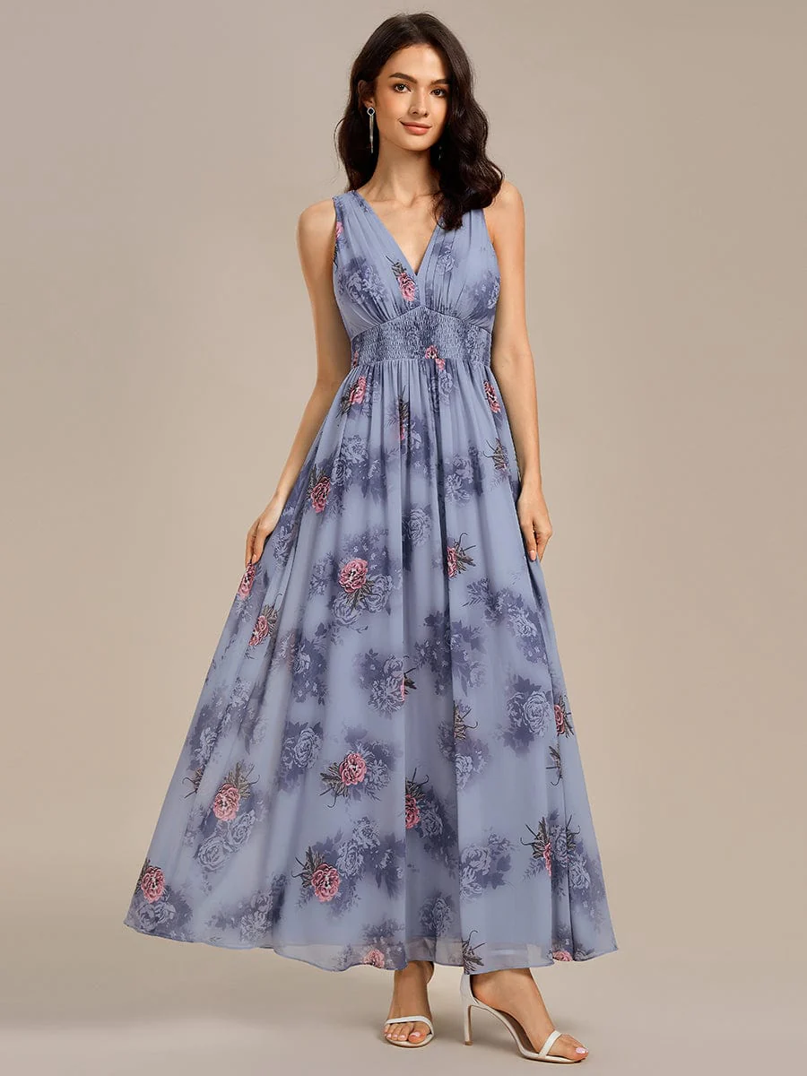 ever ELOWEN|V Neck Floral Sleeveless Maxi Evening Dress - Image 5