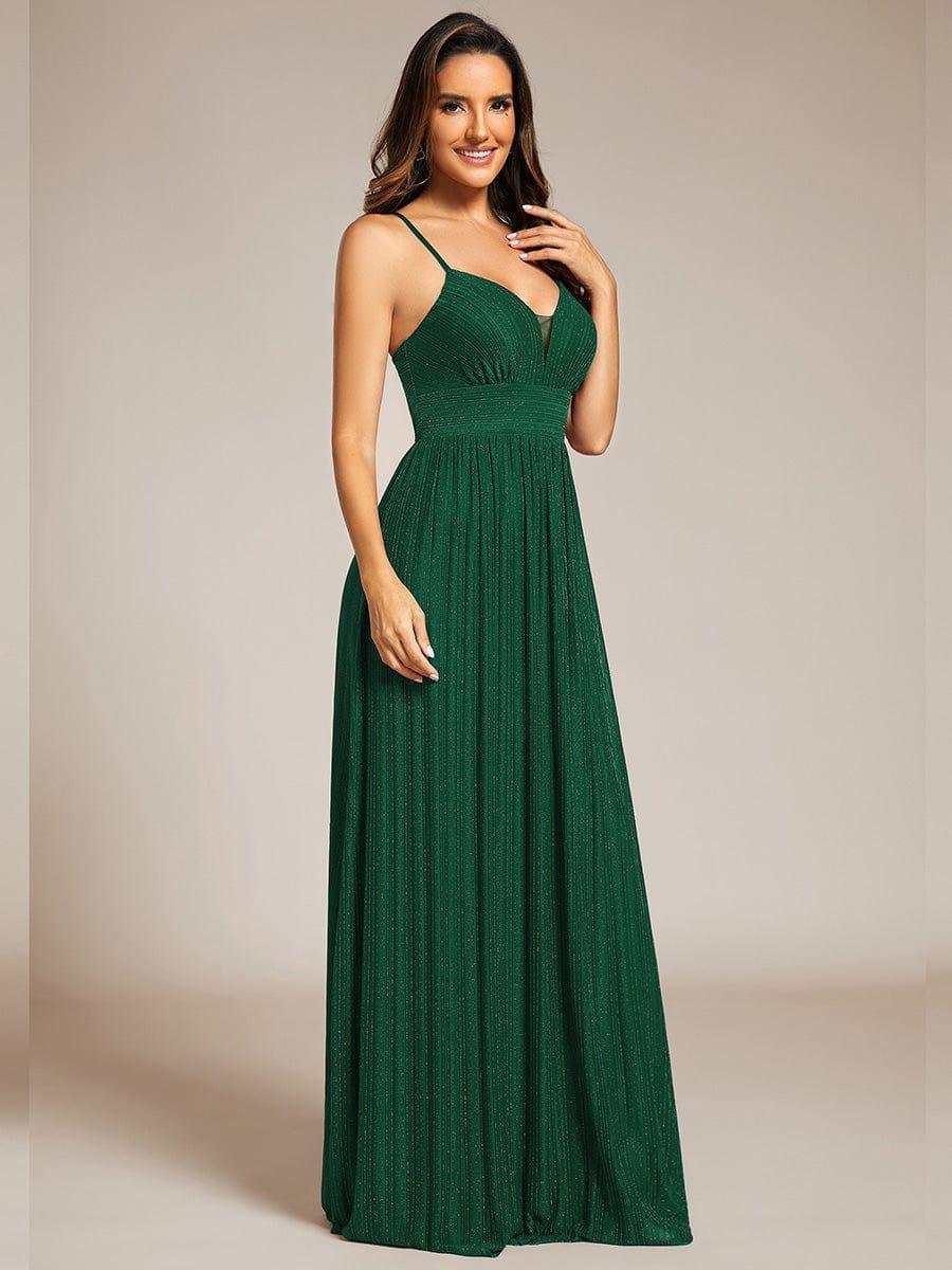 V-Neck Glittery Spaghetti Straps Backless Formal Evening Dress(Final Sale) - Image 11
