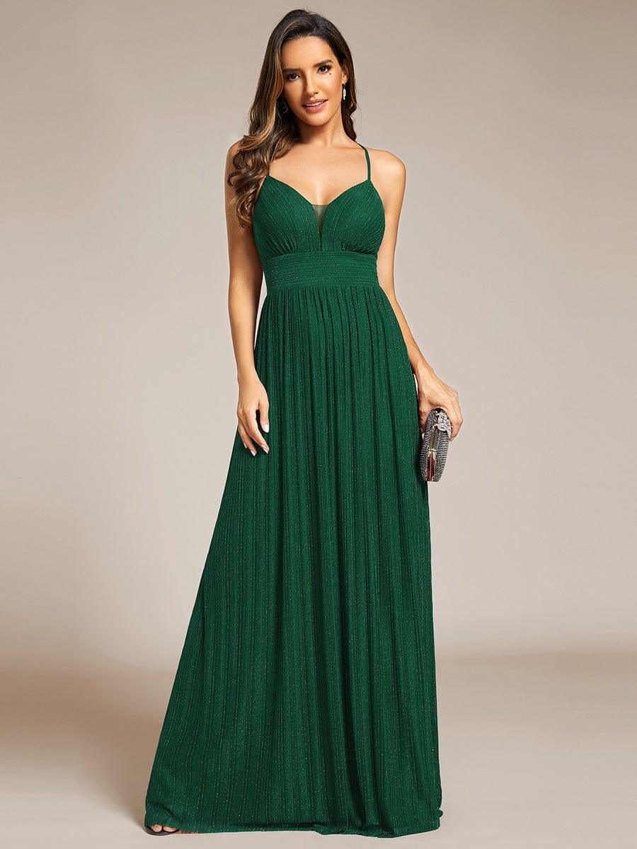 V-Neck Glittery Spaghetti Straps Backless Formal Evening Dress(Final Sale) - Image 14