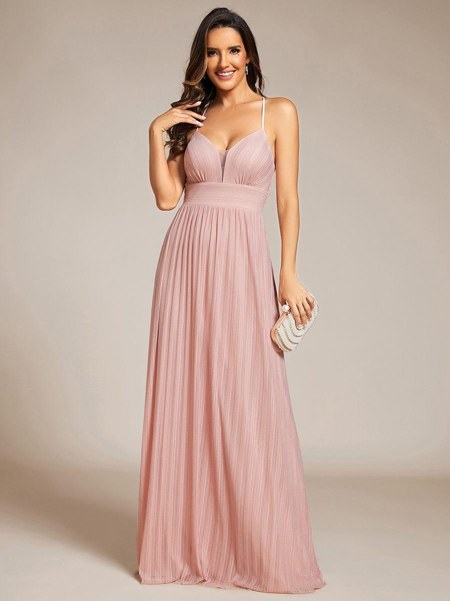 V-Neck Glittery Spaghetti Straps Backless Formal Evening Dress(Final Sale) - Image 19