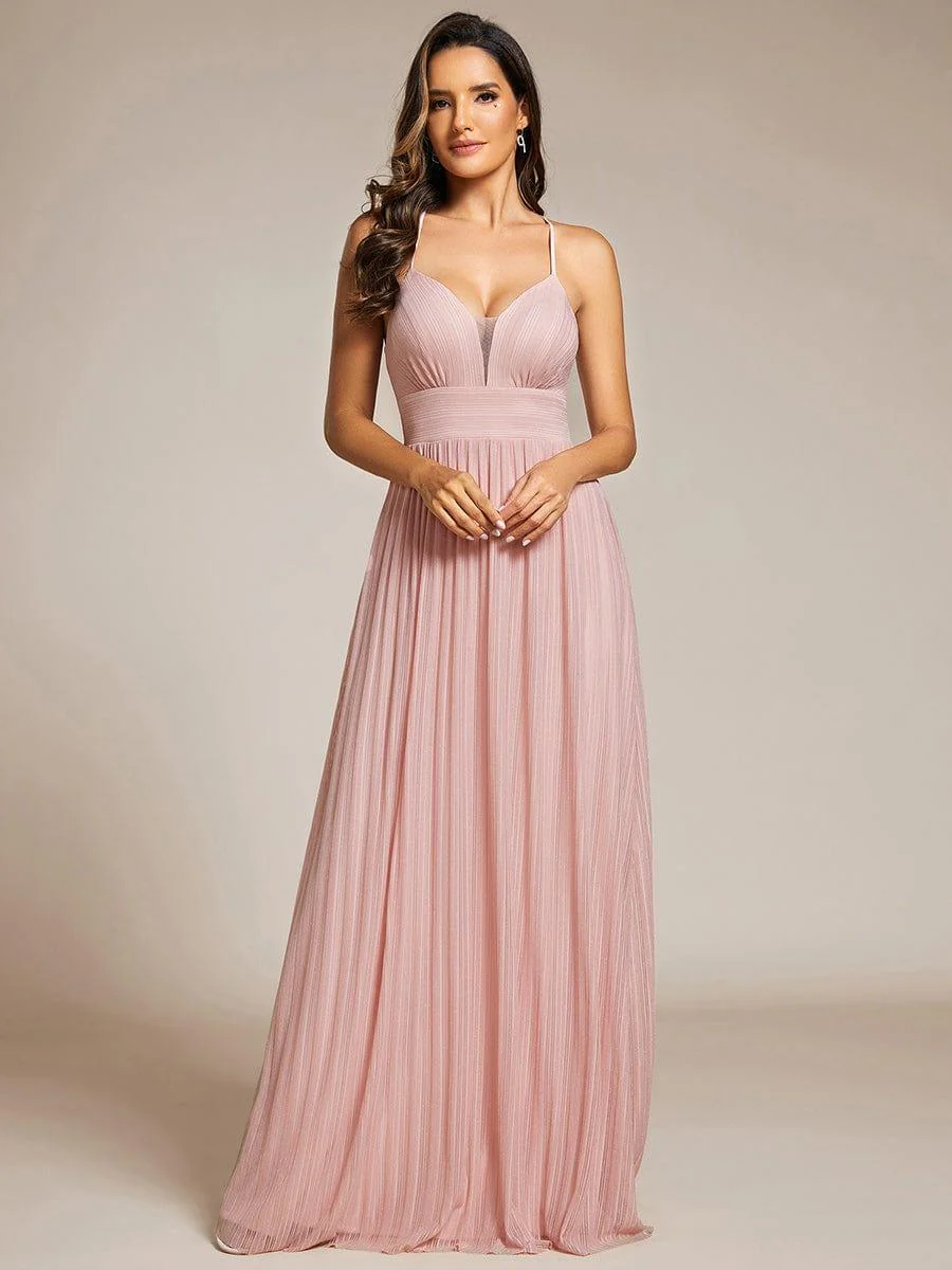 V-Neck Glittery Spaghetti Straps Backless Formal Evening Dress(Final Sale) - Image 20