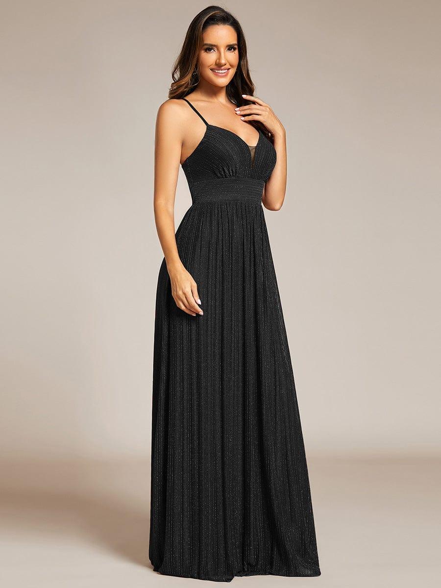 V-Neck Glittery Spaghetti Straps Backless Formal Evening Dress(Final Sale) - Image 9