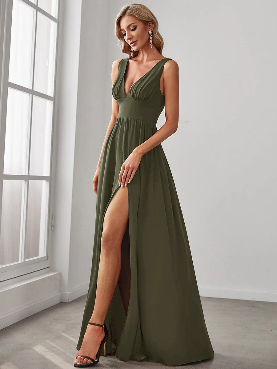 ever SORAYA|V-Neck High Slit Empire Waist Evening Dress(Final Sale) - Image 45