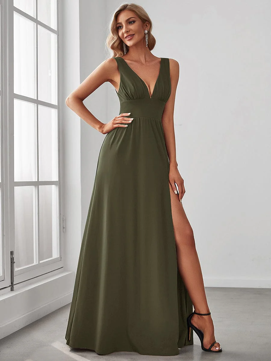 ever SORAYA|V-Neck High Slit Empire Waist Evening Dress(Final Sale) - Image 46