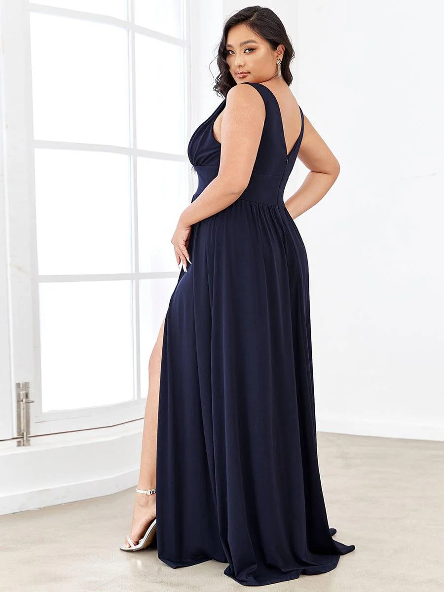 ever SORAYA|V-Neck High Slit Empire Waist Floor-Length Evening Dress - Image 85