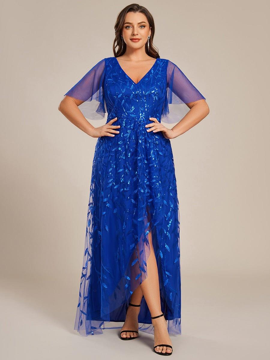 ever ALIX|V-Neck High Slit Sequined Wedding Guest Dresses - Image 106