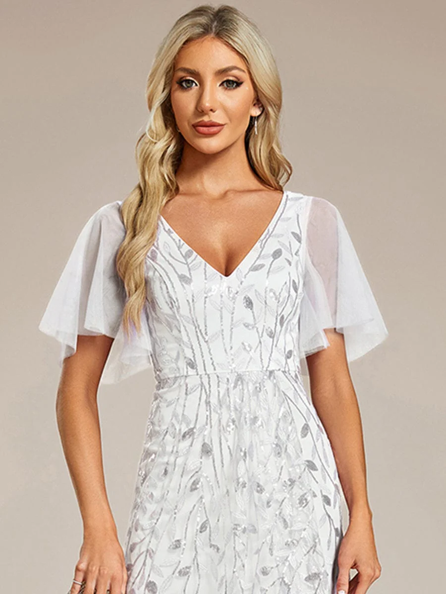 ever ALIX|V-Neck High Slit Sequined Wedding Guest Dresses - Image 117