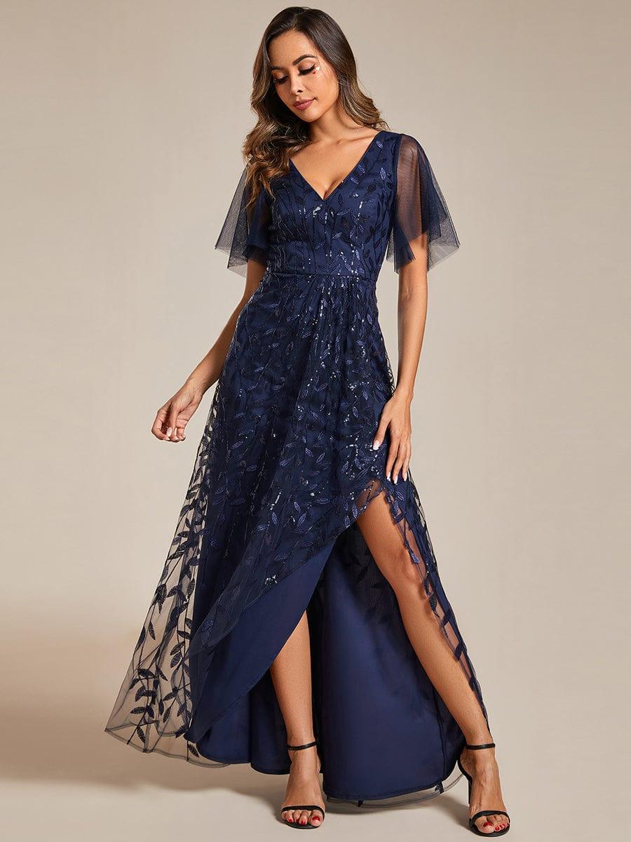 ever ALIX|V-Neck High Slit Sequined Wedding Guest Dresses - Image 22
