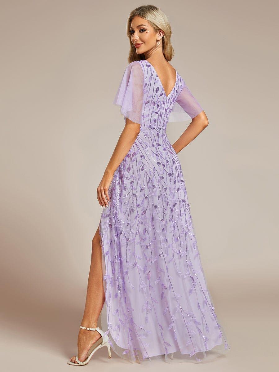 ever ALIX|V-Neck High Slit Sequined Wedding Guest Dresses - Image 36