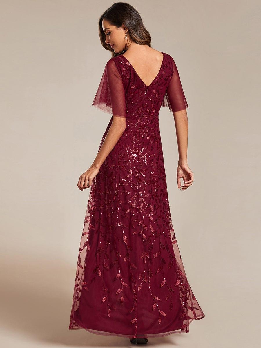ever ALIX|V-Neck High Slit Sequined Wedding Guest Dresses - Image 4