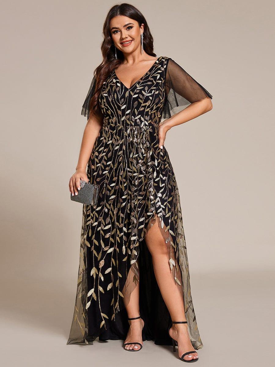 ever ALIX|V-Neck High Slit Sequined Wedding Guest Dresses - Image 92