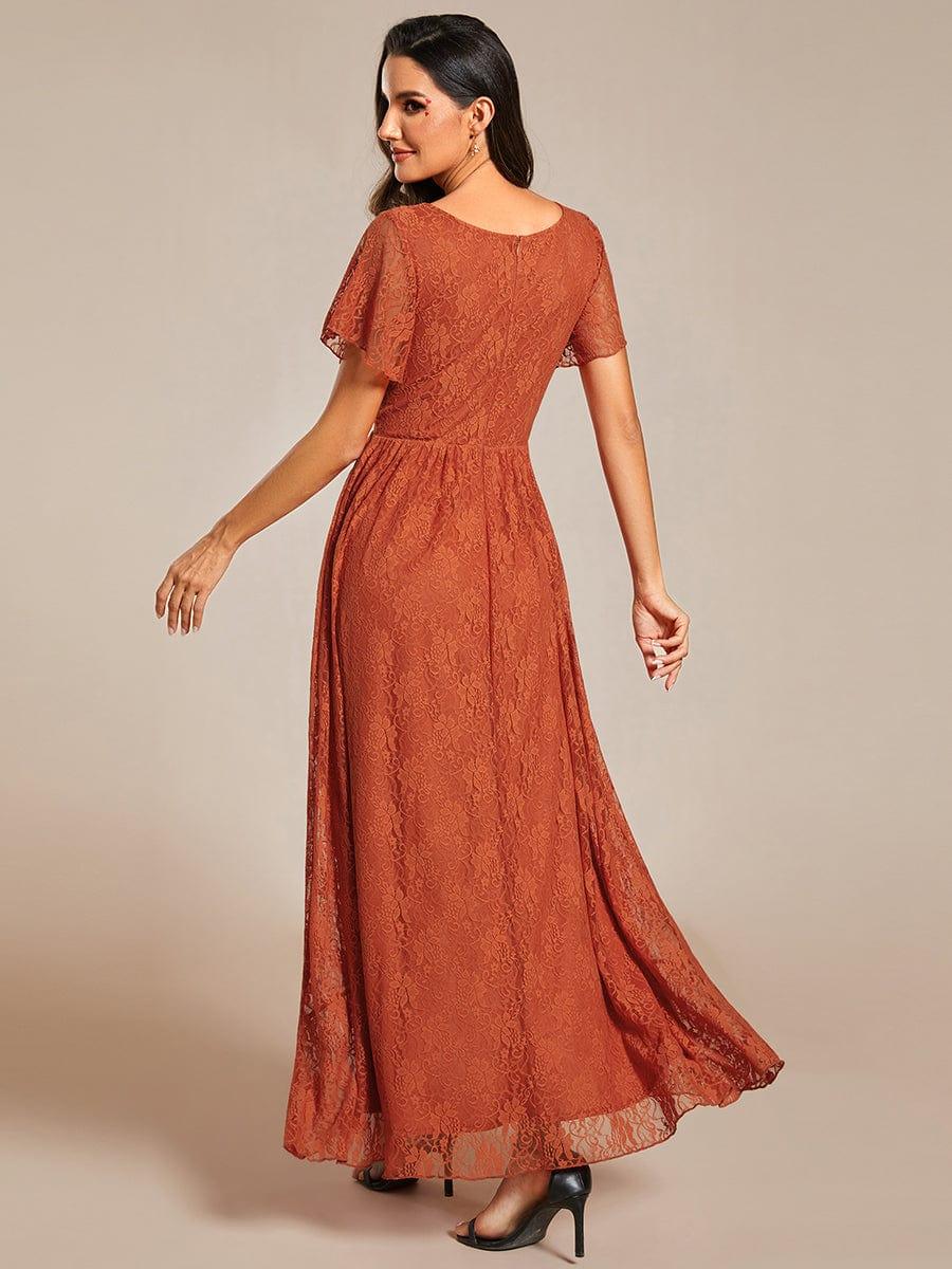 ever ELISE|V-Neck Lace High-Low Evening Dress with Short Sleeves - Image 2