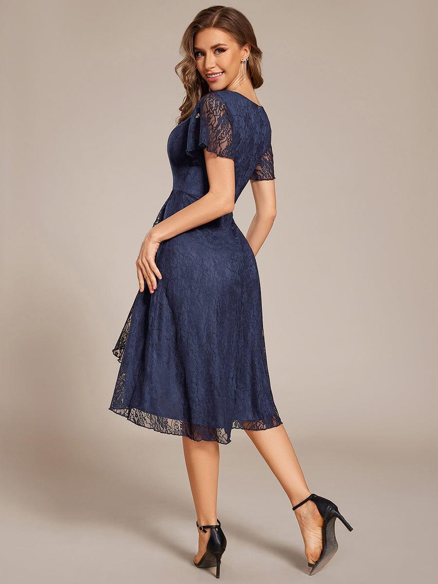 ever PALOMA|V-Neck Lace Lotus Leaf Ruffles Sleeve Midi Length Evening Dress - Image 22